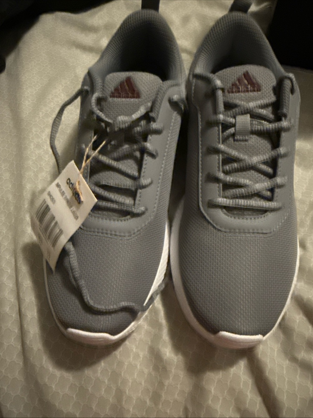 adidas Gray Mesh Lace-Up Sneakers with Maroon Logo